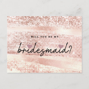Chic Blush Pink und Rose Gold Bridesmaid Vorschlag Postkarte