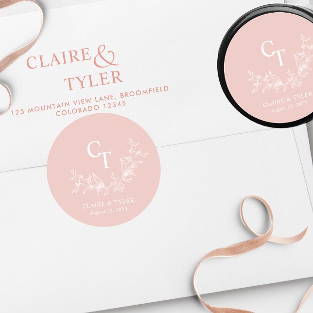 Chic Blush Pink Wedding Umschlag Aufkleber / Gefal (Von Creator hochgeladen)