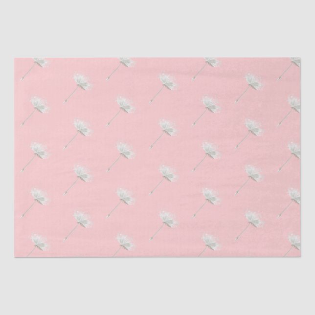 Chic Blush Pink Weiße Leuchte Blume Seidenpapier (Vorderseite)