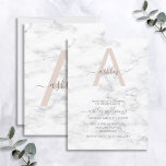 Chic Blush Pink White Marble Monogram Birthday Einladung<br><div class="desc">Als ich Trends suchte, um dieses rosa, rosa Marmor-Monogramm zu entwerfen, hatte ich viel Mühe, Elemente zu finden, die mir gefielen! Nach Stunden der Suche fand ich endlich diesen GORGEOUS Marmor und war so glücklich! Dann musste ich ein paar Stunden lang herumkriegen, um ein einzigartiges Monogramm zu erstellen, das modern,...</div>