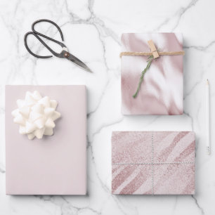 Chic Blush Pink Zebra Tier Geburtstag Geschenkpapier Set