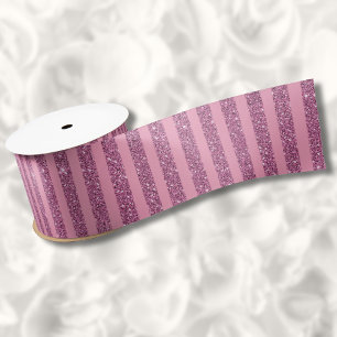 Chic Blush Rosa Glitter Style Vertikale Streifen Satinband