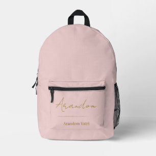 Chic Blush Rosa Gold Schrift Monogrammrückenbeutel Bedruckter Rucksack