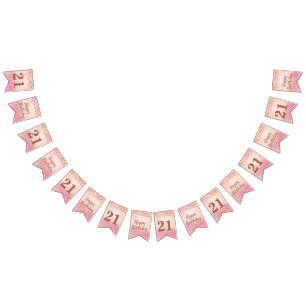 Chic Blush Rosa Holo Glitter Geburtstag Wimpelkette