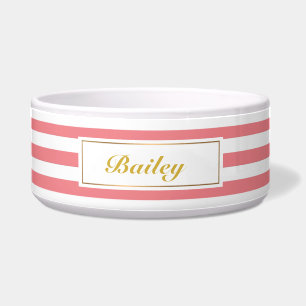 Chic Blush Rosa Streifen Gold Hundeschale Napf