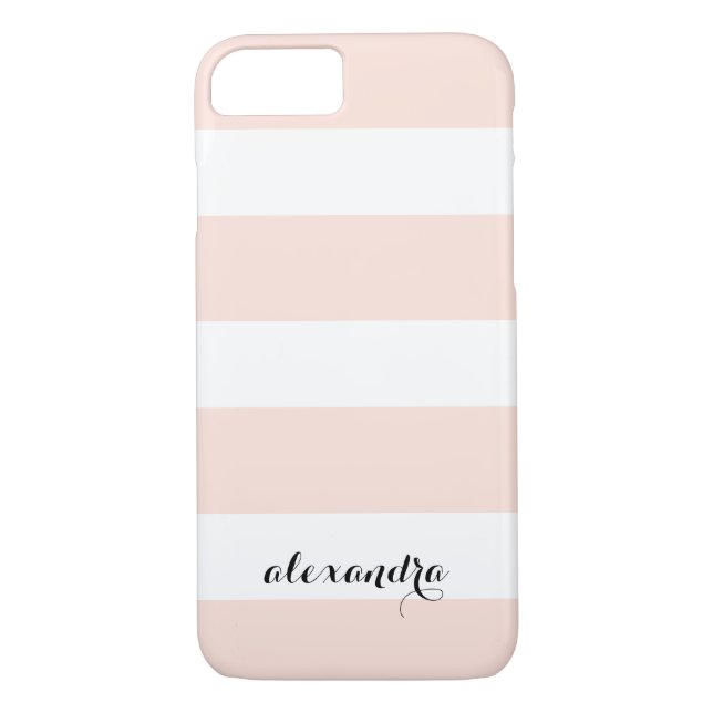 Chic Blush Rosa und Weiße Streifen Case-Mate iPhone Hülle (Rückseite)