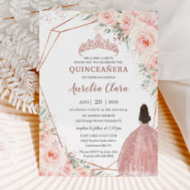 Chic Blush Rose Gold Quinceñera Princess Einladung