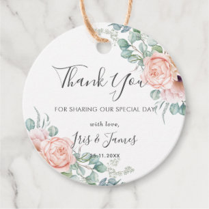 Chic Blush Rose Grüne Hochzeit Vielen Dank Geschenkanhänger