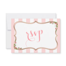 Chic Blush Stripes Gold Blumenzange RSVP