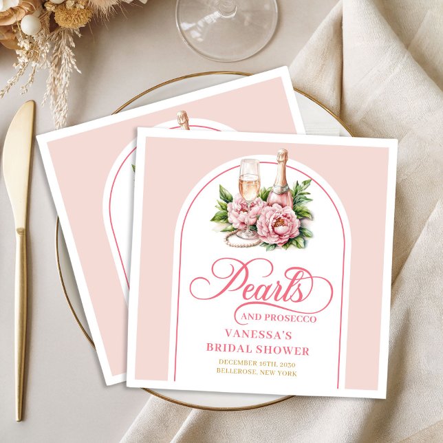 Chic Blush und Gold Perlen Brautparty Servietten (Chic Blush and Gold Pearls Bridal Shower Napkin)
