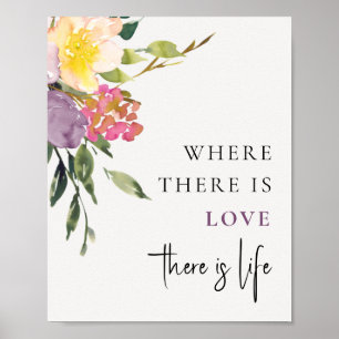 Chic Blush Yellow Burgundy Liebe ist Leben Poster