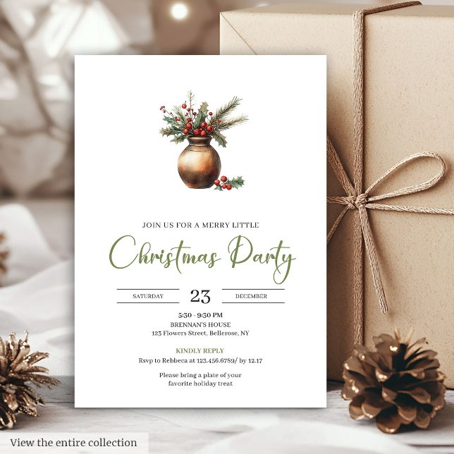 Chic Bohemian Neutral Botanical Holiday Dinner   Einladung (Chic Bohemian Neutral Botanical Holiday Dinner Card)