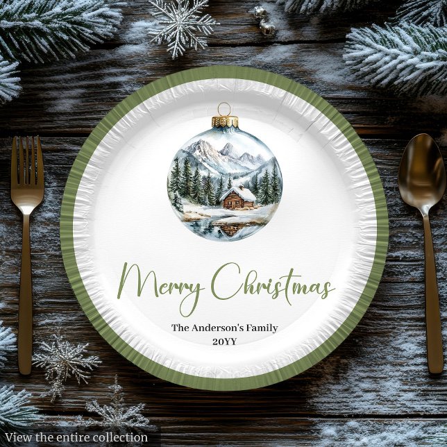 Chic Bohemian Winter Scene Rustic Christmas Plates Pappteller (Chic Bohemian Winter Scene Rustic Christmas Plates)