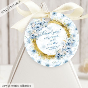 Chic Bohemisch Light Blue Gold Hochzeit Vielen Dan Geschenkanhänger