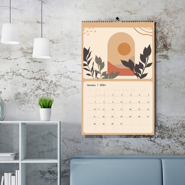 Chic Bohemische abstrakte Vegetation Kalender (Von Creator hochgeladen)