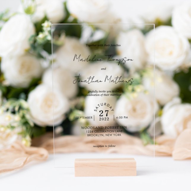 Chic Bohemische handgeschriebene SkriptWedding Acryleinladungen (Von Creator hochgeladen)