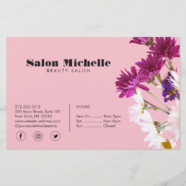 Chic Bohemische Wildblumen Rosa Boutique Salon Flyer
