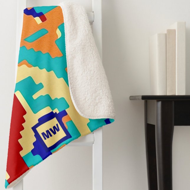 Chic boho abstrakte Vektor farbige Monogramm Sherp Sherpadecke (Von Creator hochgeladen)