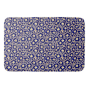 Chic Boho Anemone Dark Blue Pattern Badematte