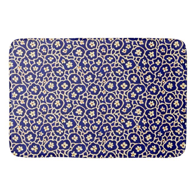 Chic Boho Anemone Dark Blue Pattern Badematte (Vorderseite)