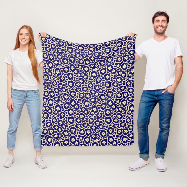 Chic Boho Anemone Dark Blue Pattern Fleecedecke (Beispiel)