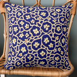 Chic Boho Anemone Dark Blue Pattern Kissen<br><div class="desc">Einfache Aquarellmalerei inspiriert Blumenmuster von weißen Anemonenfarben Blume mit dunkelblauem Hintergrund und Konturen um Blume.</div>