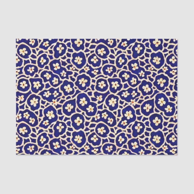 Chic Boho Anemone Dark Blue Pattern Seidenpapier (Vorderseite)
