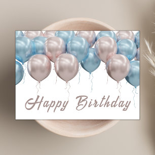 Chic Boho Balloons Modernes Script Happy Birthday Karte