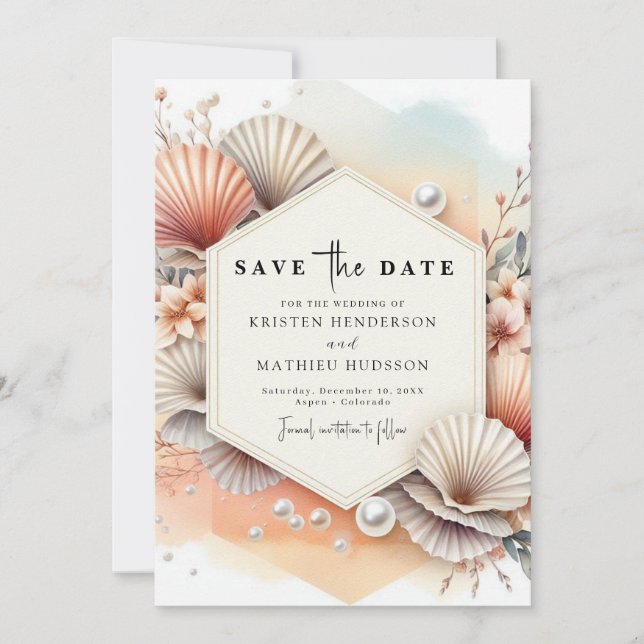 Chic Boho Beach Wedding Save The Date (Vorderseite)