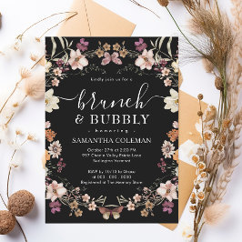 Chic Boho Black Brunch und Bubbly Brautparty Einladung