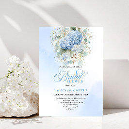 Chic Boho Blue Hydrangeas Bridal Shower Invitation Einladung