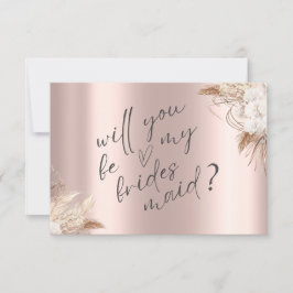 Chic Boho Blume Rose Gold Bridesmaid Card Einladung