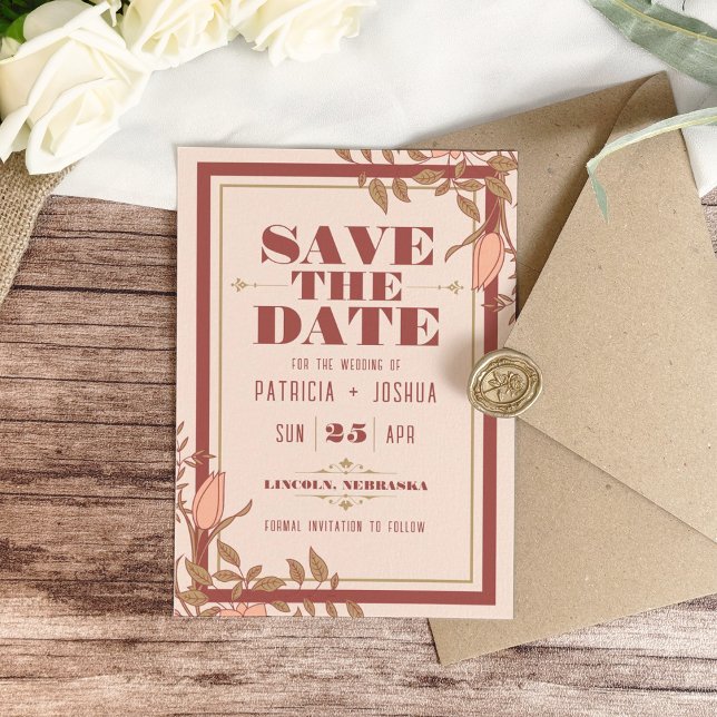 Chic Boho Blush Beige Wedding Save the Date (Von Creator hochgeladen)