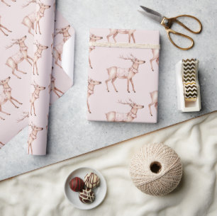 Chic Boho Blush Pink Deer Geschenkpapier