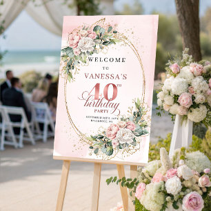 Chic Boho Blush Pink Florales 40. Geburtstags-Will Poster