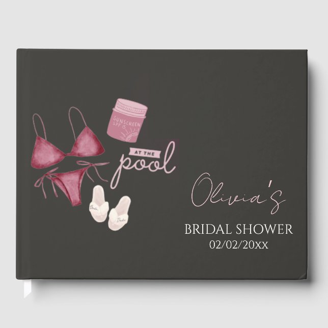 Chic boho Brautparty Pool Party Gästebuch (Vorderseite)