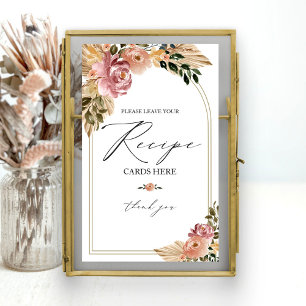 Chic Boho Brautparty Rezept Card Signature Poster