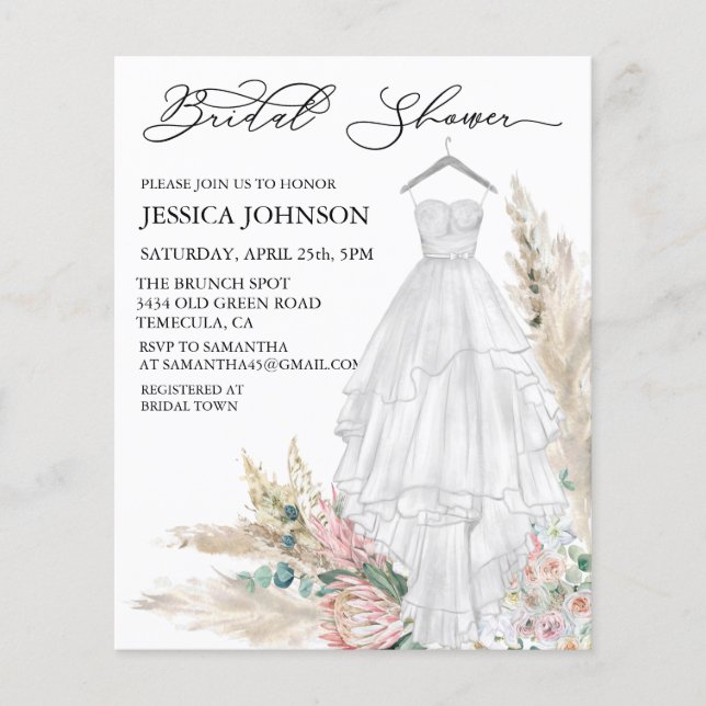 Chic Boho Brautparty Wedding Dress Watercolor (Vorderseite)