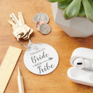 Chic Boho Bride Stamm Glittery Personalisiert Schlüsselanhänger