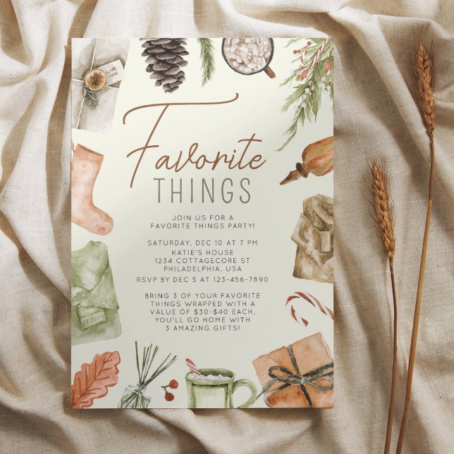 Chic Boho Cosy Holiday Favorite Things Party Einladung (Von Creator hochgeladen)