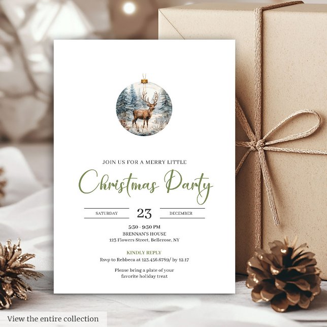 Chic Boho Cozy Winter Scene Deer Christmas Einladung (Chic Boho Cozy Winter Scene Deer Christmas Invitation)