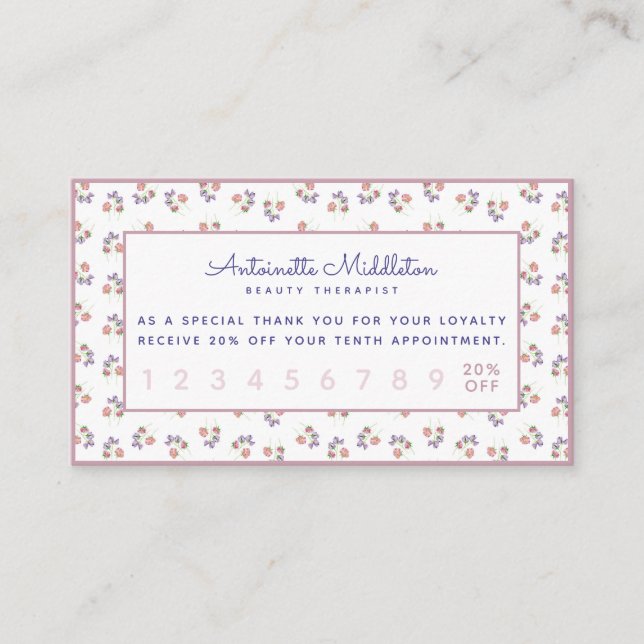 Chic Boho Custom Pink Lavender Floral Treuekarte (Vorderseite)