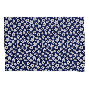 Chic Boho Daisies Dark Blue Pattern Kissenbezug