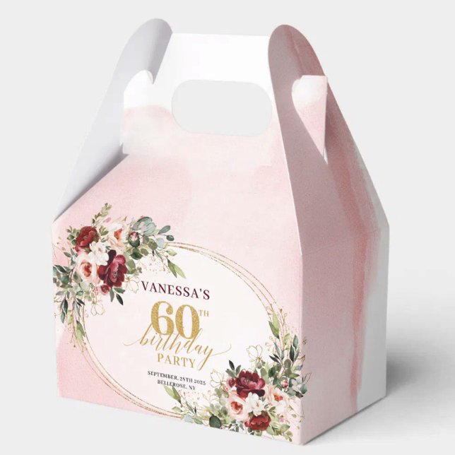 Chic Boho Deep Red Floral 60th Birthday Gift Box Geschenkschachtel (Chic Boho Deep Red Floral 60th Birthday Gift Box

)