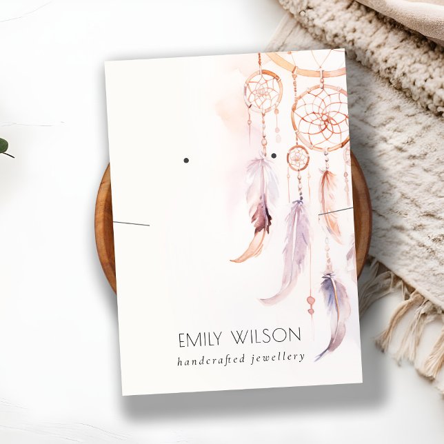 Chic Boho Dreamcatcher Watercolor Necklace Visitenkarte (Von Creator hochgeladen)