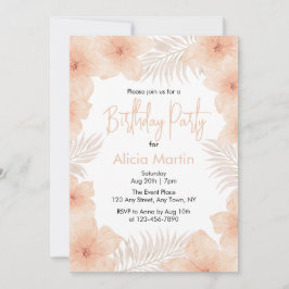 Chic Boho Dusty Blush Blume Palm Leaf Geburtstag Einladung