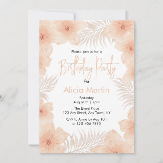 Chic Boho Dusty Blush Blume Palm Leaf Geburtstag Einladung