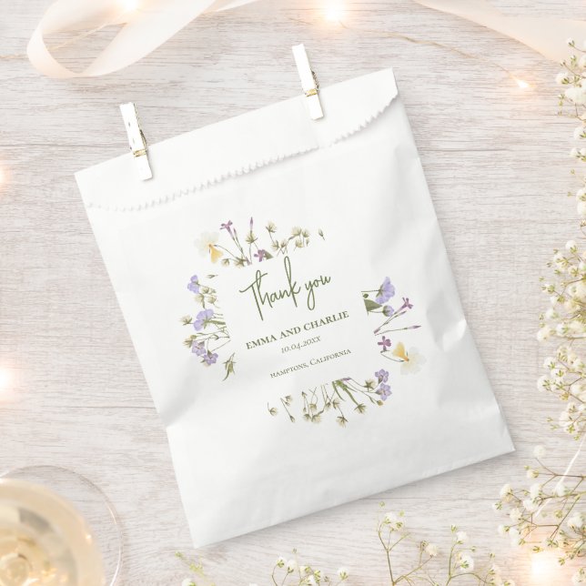 Chic boho einfache Wildblumen Hochzeit Geschenktütchen (Ausgeschnitten)