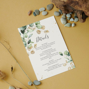 Chic & Boho Eukalyptus mit Gold Details Hochzeit Begleitkarte
