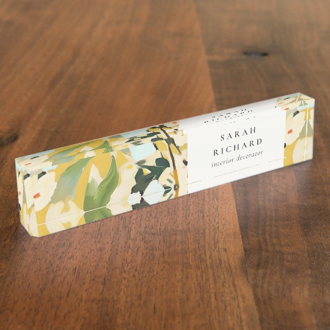 Chic Boho farbenfroh-gelb-ockerfarben gestrichen Namensplakette (Seite)